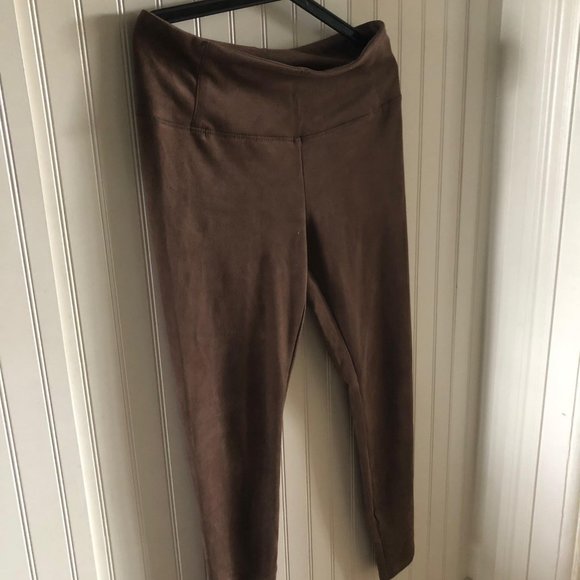 Hilary Radley Suede Stretchy Tan Leggings - Picture 1 of 4